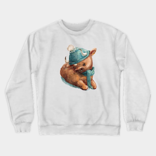 Winter Bull Crewneck Sweatshirt by EveFarb